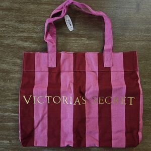 NWT Victoria's Secret Pink and Red Striped Tote Bag